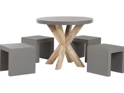 Sale Beliani Set da pranzo da giardino con sgabelli 4 posti OLBIA/TARANTO Cemento Grigio Marrone Grigio