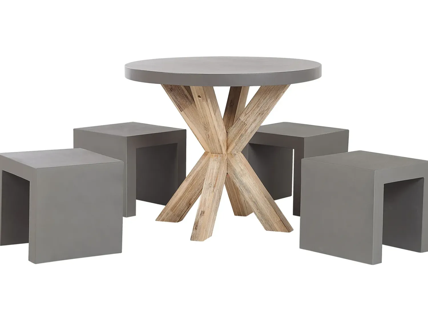 Sale Beliani Set da pranzo da giardino con sgabelli 4 posti OLBIA/TARANTO Cemento Grigio Marrone Grigio