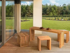 Hot Beliani Set da pranzo da giardino con sgabelli 3 posti BELLANO Legno d'acacia Marrone