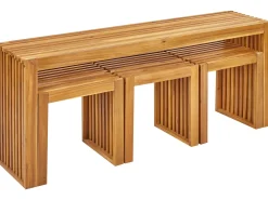 Hot Beliani Set da pranzo da giardino con sgabelli 3 posti BELLANO Legno d'acacia Marrone