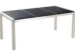 Discount Beliani da giardino 6 posti GROSSETO Piastra tripla Granito Lucido Nero Argento Nero