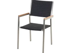 Best Beliani da giardino 6 posti GROSSETO Piastra tripla Basalto fiammato Nero Argento Grigio Nero