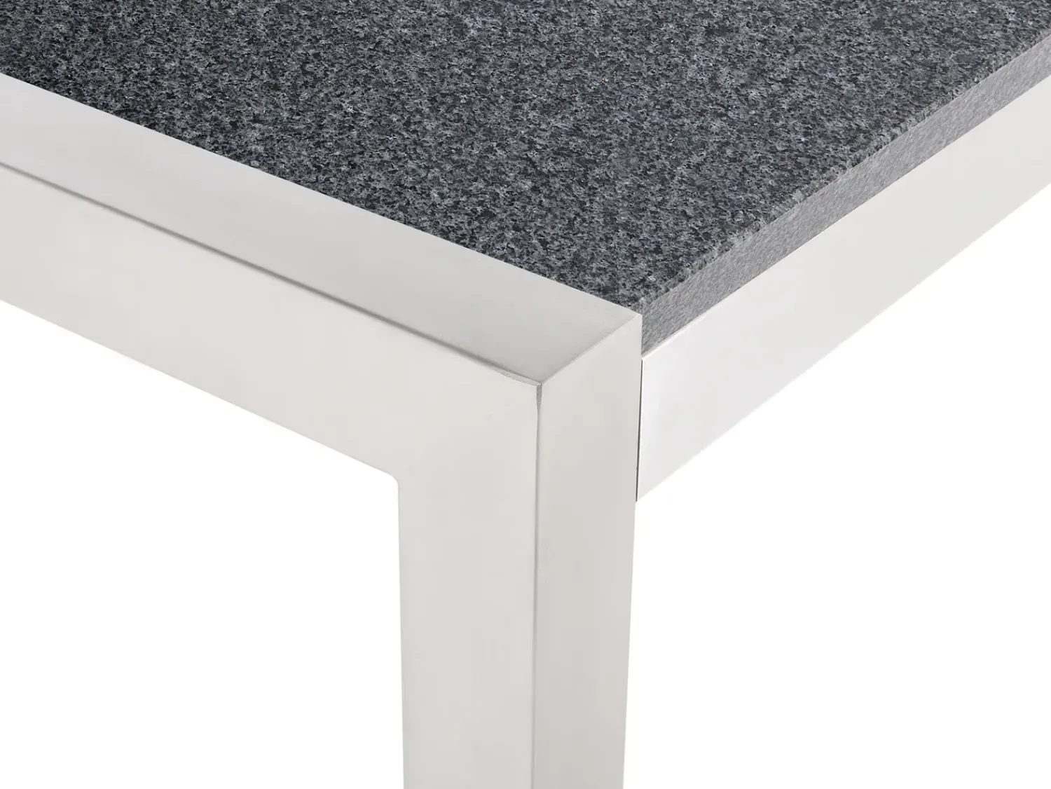 Clearance Beliani Set da pranzo da giardino 6 posti GROSSETO Piastra tripla Granito Lucido Nero/Grigio Argento Grigio Nero