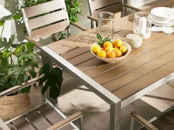Outlet Beliani Set da pranzo da giardino 6 posti VERNIO Marrone Marrone Argento