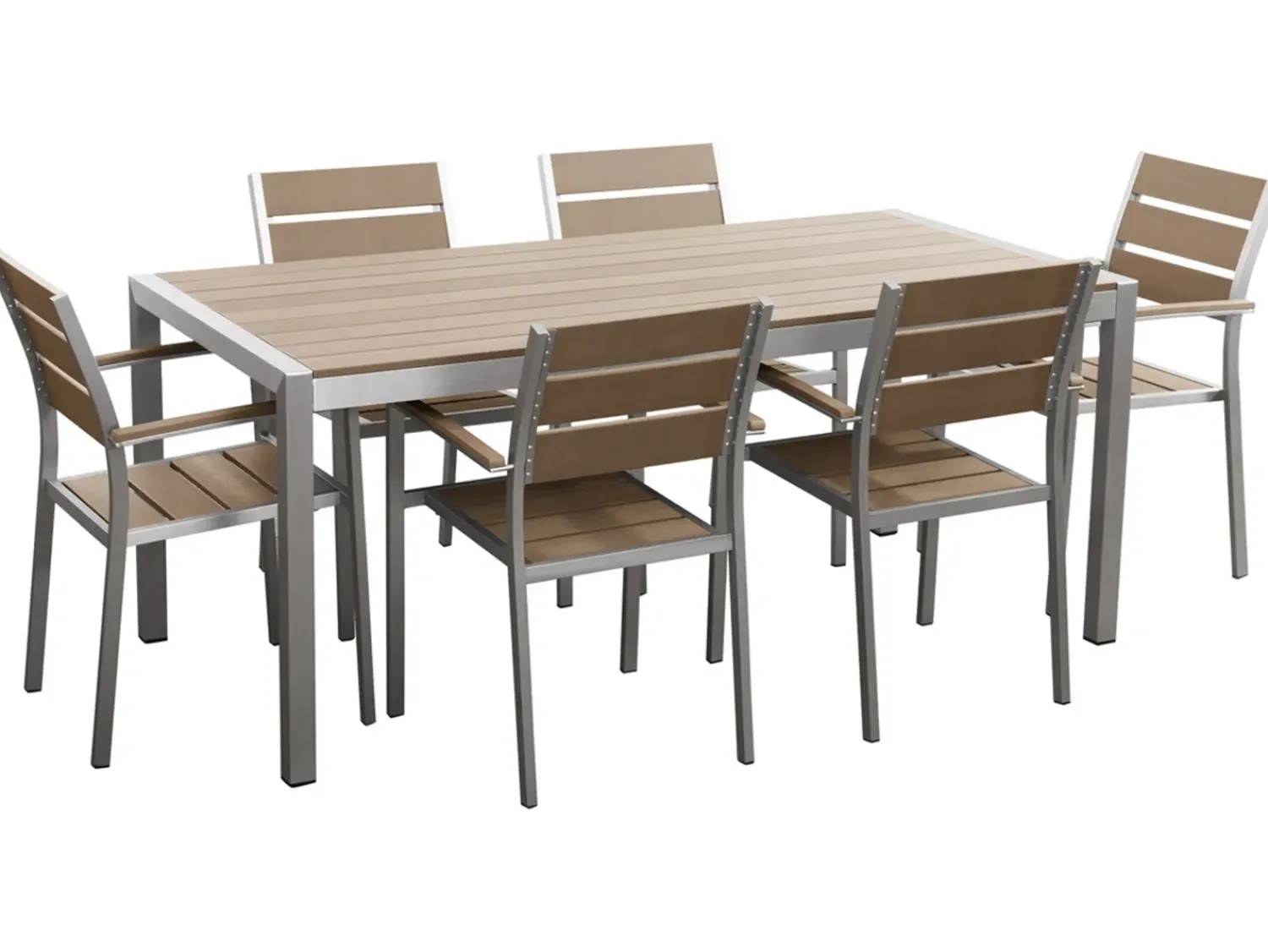 Outlet Beliani Set da pranzo da giardino 6 posti VERNIO Marrone Marrone Argento