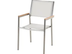 Hot Beliani Set da pranzo da giardino 8 posti GROSSETO Piastra tripla Granito Lucido Nero/Bianco Bianco Argento Nero