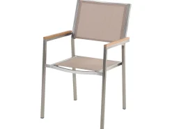 Best Beliani Set da pranzo da giardino 8 posti GROSSETO Piastra tripla Granito Lucido Grigio/Beige Beige Argento Grigio