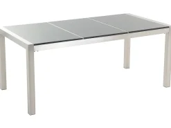 Outlet Beliani Set da pranzo da giardino 6 posti GROSSETO Piastra tripla Granito Lucido Grigio/Beige Beige Argento Grigio