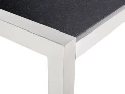 Online Beliani Set da pranzo da giardino 6 posti GROSSETO Piastra tripla Granito Lucido Grigio/Nero Argento Grigio Nero