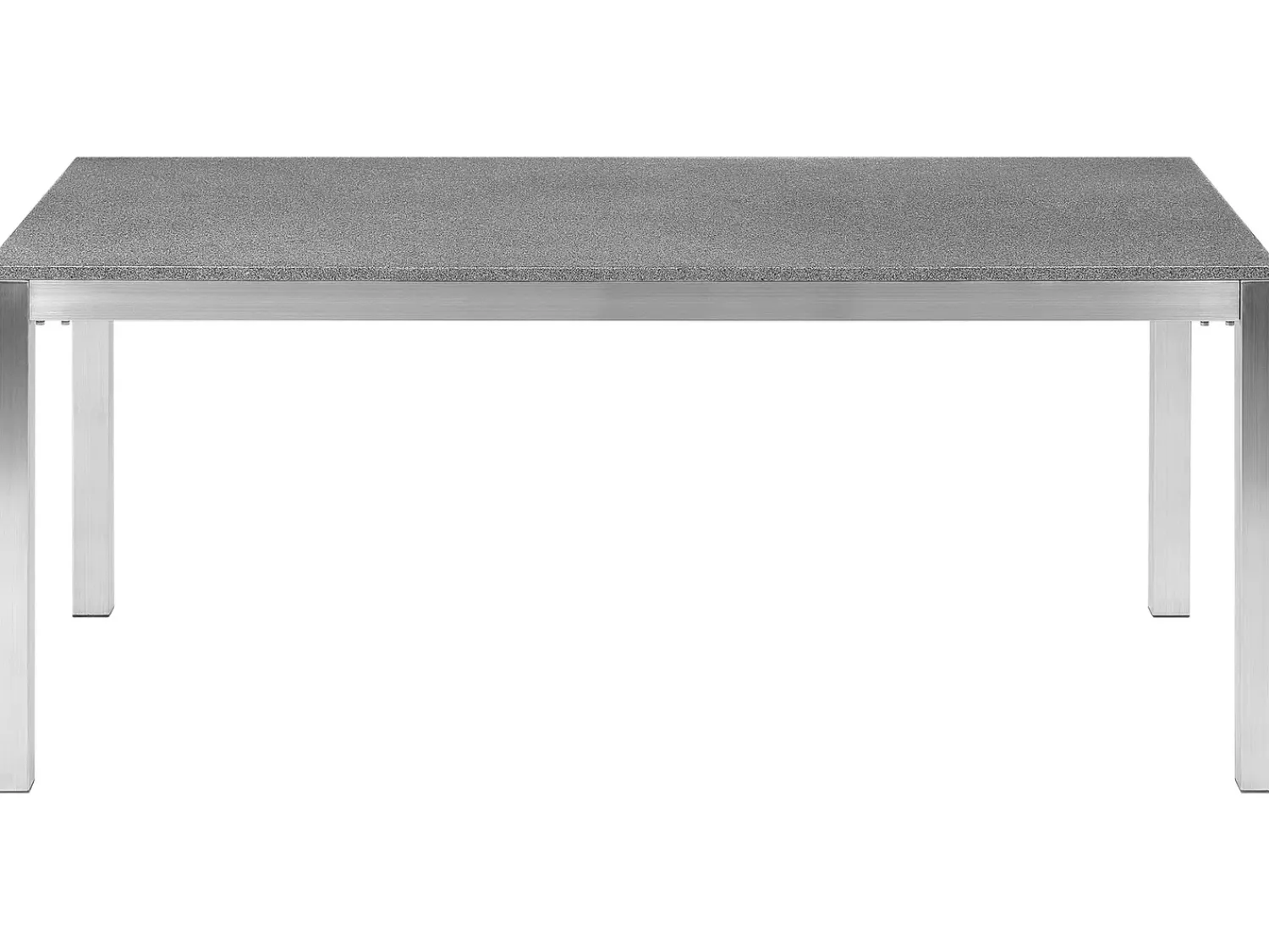 Clearance Beliani Set da pranzo da giardino 6 posti GROSSETO Granito Lucido Grigio/Beige Beige Argento Grigio