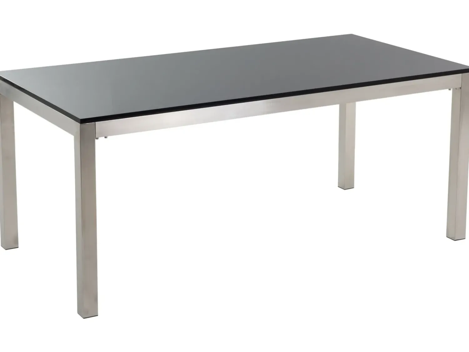 Clearance Beliani Set da pranzo da giardino 6 posti GROSSETO Granito Lucido Nero/Bianco Bianco Argento Nero
