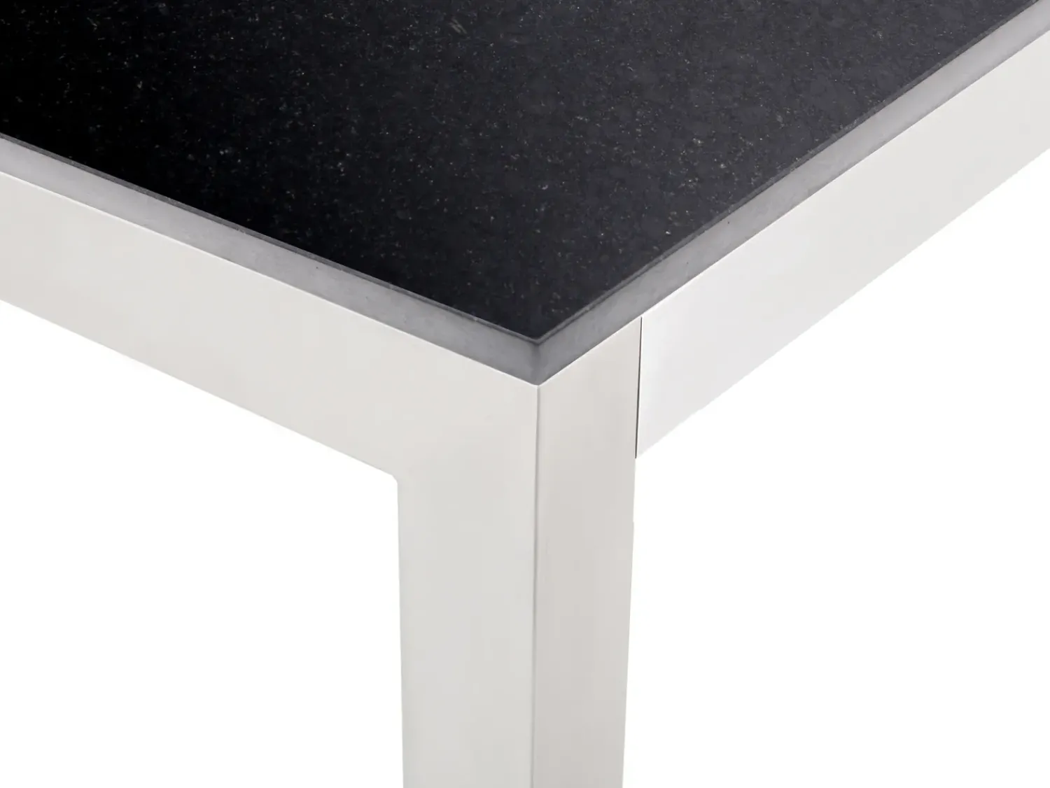 Clearance Beliani Set da pranzo da giardino 6 posti GROSSETO Granito Lucido Nero/Bianco Bianco Argento Nero