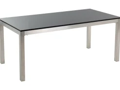 Clearance Beliani Set da pranzo da giardino 6 posti GROSSETO Granito Lucido Nero/Beige Beige Argento Nero