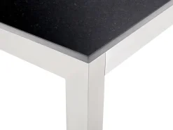 Clearance Beliani Set da pranzo da giardino 6 posti GROSSETO Granito Lucido Nero/Beige Beige Argento Nero