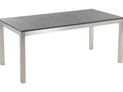 Discount Beliani Set da pranzo da giardino 6 posti GROSSETO Granito fiammato Nero/Beige Beige Argento Grigio