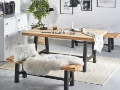 Outlet Beliani Set da pranzo da giardino 6 posti SCANIA Legno d'acacia Nero Marrone Nero