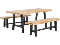 Outlet Beliani Set da pranzo da giardino 6 posti SCANIA Legno d'acacia Nero Marrone Nero