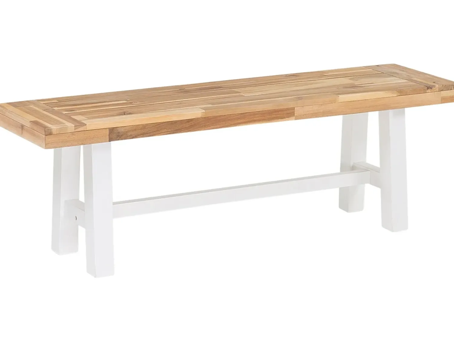 New Beliani Set da pranzo da giardino 6 posti SCANIA Legno d'acacia Bianco Bianco Marrone