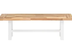 New Beliani Set da pranzo da giardino 6 posti SCANIA Legno d'acacia Bianco Bianco Marrone