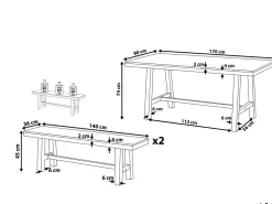 New Beliani Set da pranzo da giardino 6 posti SCANIA Legno d'acacia Bianco Bianco Marrone