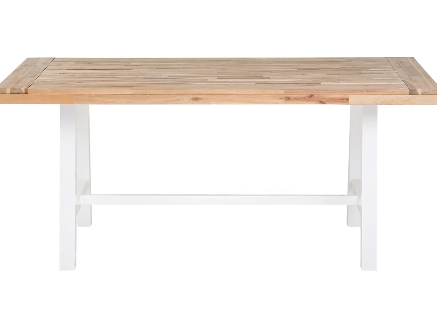 New Beliani Set da pranzo da giardino 6 posti SCANIA Legno d'acacia Bianco Bianco Marrone
