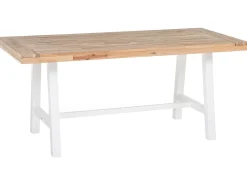 New Beliani Set da pranzo da giardino 6 posti SCANIA Legno d'acacia Bianco Bianco Marrone