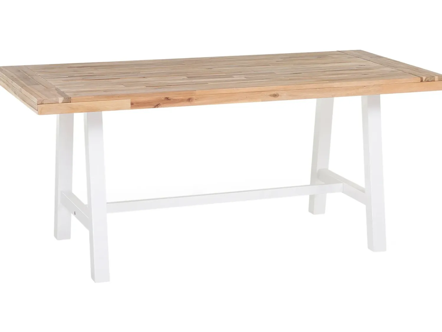 New Beliani Set da pranzo da giardino 6 posti SCANIA Legno d'acacia Bianco Bianco Marrone