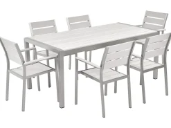 Outlet Beliani Set da pranzo da giardino 6 posti VERNIO Bianco Bianco Argento