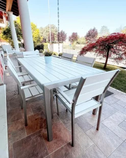 Outlet Beliani Set da pranzo da giardino 6 posti VERNIO Bianco Bianco Argento