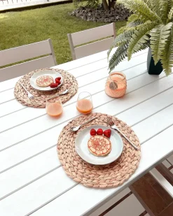 Outlet Beliani Set da pranzo da giardino 6 posti VERNIO Bianco Bianco Argento