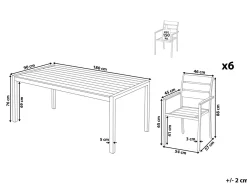 Outlet Beliani Set da pranzo da giardino 6 posti VERNIO Bianco Bianco Argento