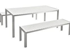 Discount Beliani Set da pranzo da giardino 6 posti NARDO Bianco Bianco Argento