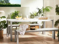 Discount Beliani Set da pranzo da giardino 6 posti NARDO Bianco Bianco Argento