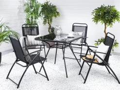 Outlet Beliani Set da pranzo da giardino 4 posti LIVO Metallo Nero