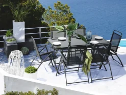 Online Beliani Set da pranzo da giardino 6 posti LIVO Metallo Nero