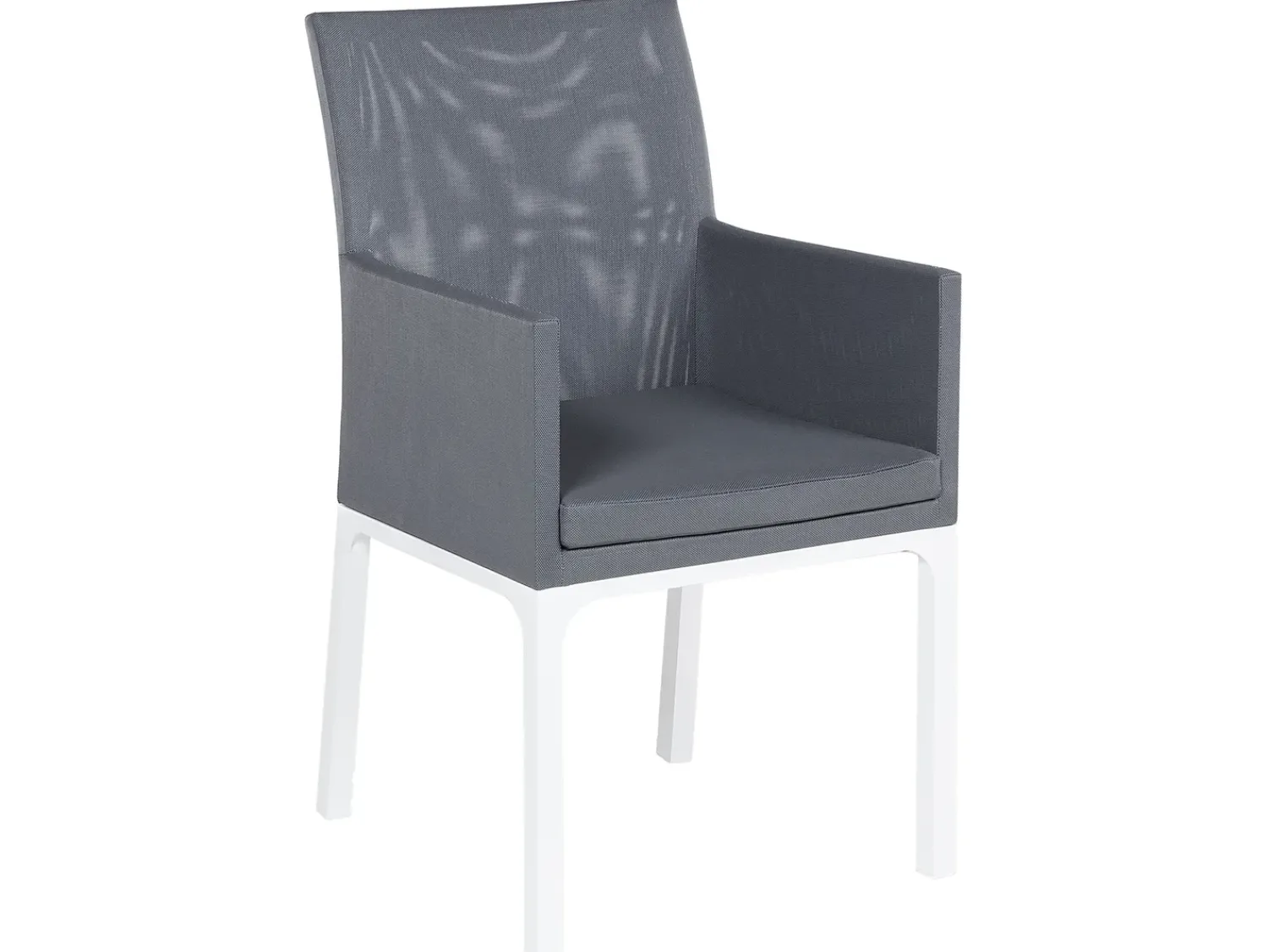 Clearance Beliani Set da pranzo da giardino 6 posti BACOLI con cuscini Metallo Grigio Bianco Grigio