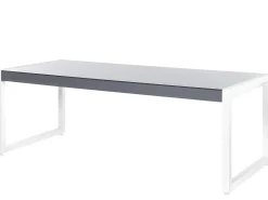 Clearance Beliani Set da pranzo da giardino 6 posti BACOLI con cuscini Metallo Grigio Bianco Grigio