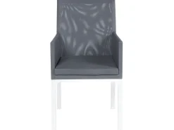 Clearance Beliani Set da pranzo da giardino 6 posti BACOLI con cuscini Metallo Grigio Bianco Grigio