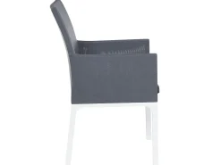 Clearance Beliani Set da pranzo da giardino 6 posti BACOLI con cuscini Metallo Grigio Bianco Grigio