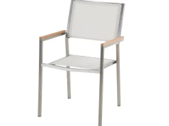New Beliani Set da pranzo da giardino 6 posti GROSSETO Vetro temperato Nero/Bianco Bianco Argento Nero