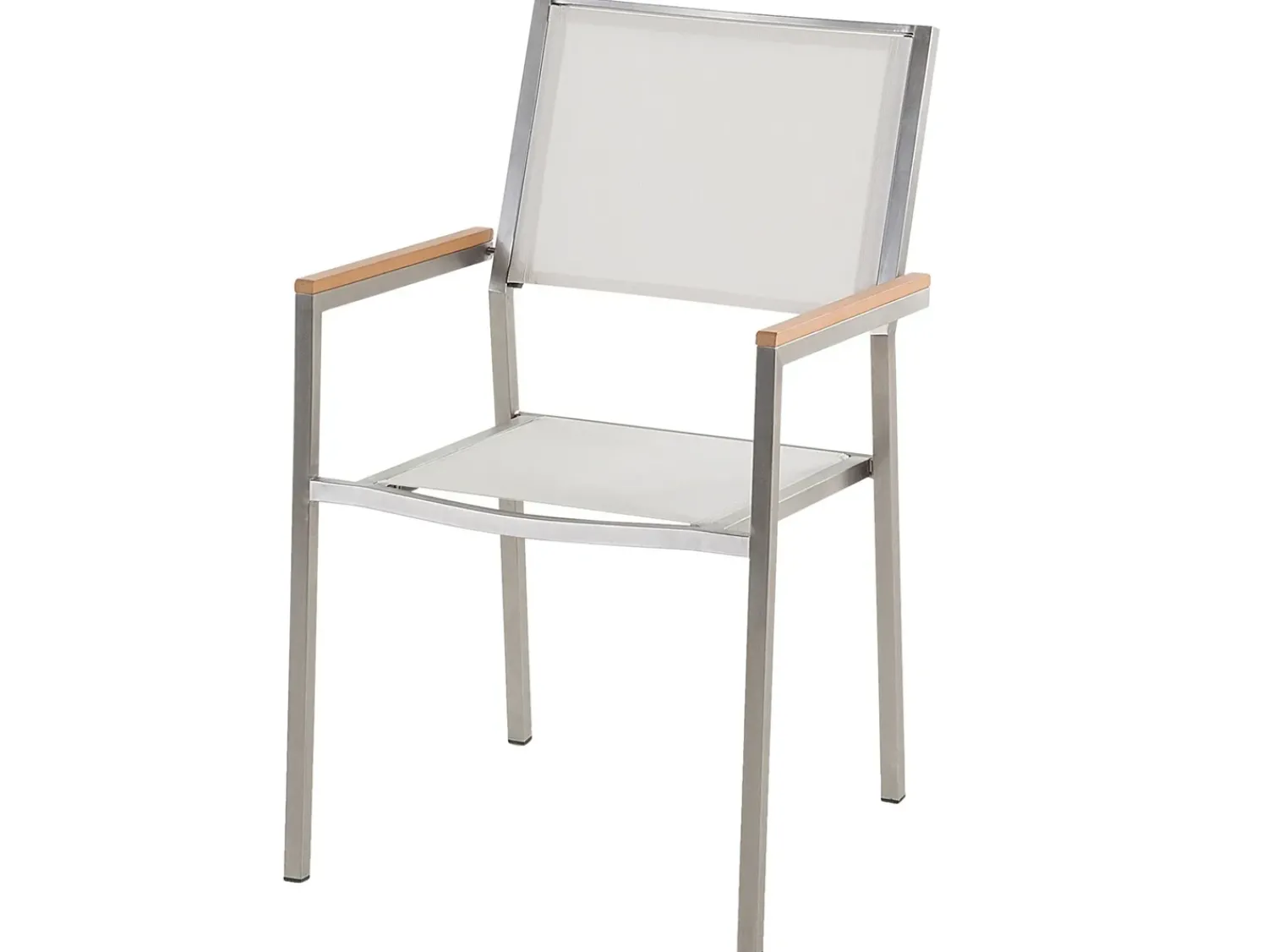 New Beliani Set da pranzo da giardino 6 posti GROSSETO Vetro temperato Nero/Bianco Bianco Argento Nero