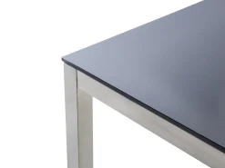 New Beliani Set da pranzo da giardino 6 posti GROSSETO Vetro temperato Nero/Bianco Bianco Argento Nero