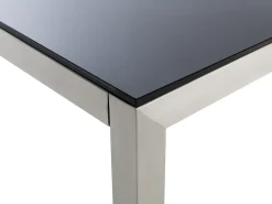 Hot Beliani Set da pranzo da giardino 6 posti GROSSETO Vetro temperato Grigio/Nero Argento Grigio Nero