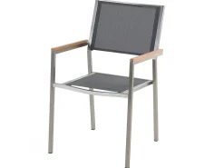 Hot Beliani Set da pranzo da giardino 6 posti GROSSETO Vetro temperato Grigio/Nero Argento Grigio Nero