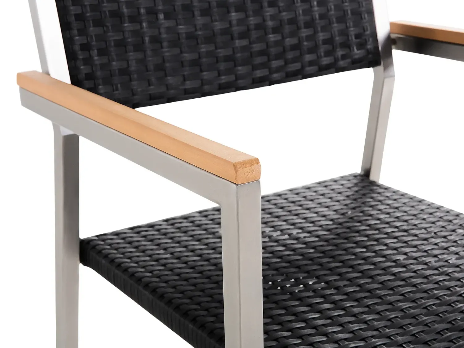 Outlet Beliani Set da pranzo da giardino 6 posti GROSSETO Vetro temperato Nero Argento Nero
