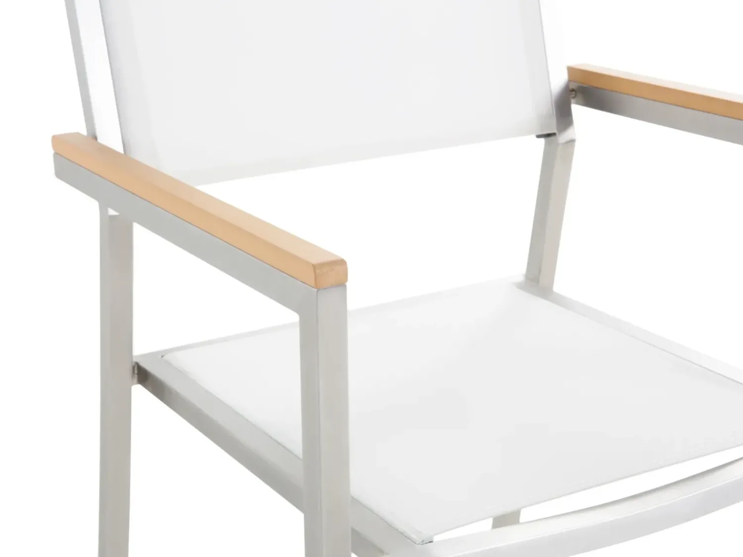 Discount Beliani Set da pranzo da giardino 8 posti GROSSETO Vetro incrinato Trasparente/Bianco Trasparente Argento Bianco