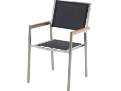 Online Beliani Set da pranzo da giardino 8 posti GROSSETO Vetro incrinato Trasparente/Nero Argento Nero