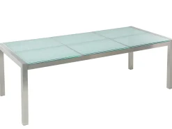 Online Beliani Set da pranzo da giardino 8 posti GROSSETO Vetro incrinato Trasparente/Nero Argento Nero