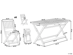 Beliani Set da pranzo da giardino 6 posti CENTO con cuscini Legno d'acacia Marrone Grigio Marrone
