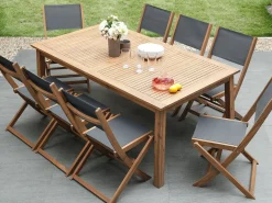 Hot Beliani Set da pranzo da giardino 8 posti CESANA Legno d'acacia Marrone chiaro Grigio Marrone